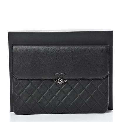 Chanel Calfskin Quilted CC Box Flap Pouch Black 8 of 8