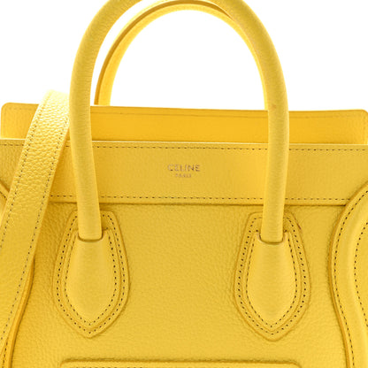 Celine Drummed Calfskin Nano Luggage Citron 8 of 13