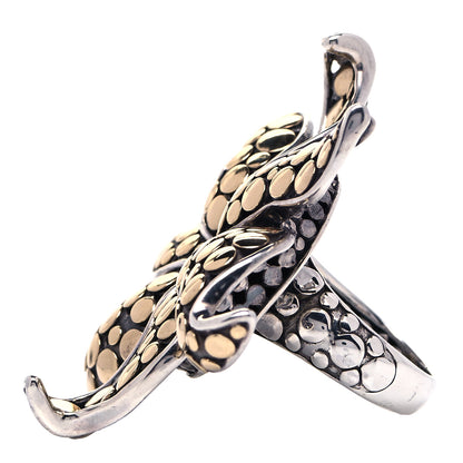 John Hardy Sterling Silver 18K Yellow Gold Dot Ayu Frangipani Flower Ring 54 7 4 of 5