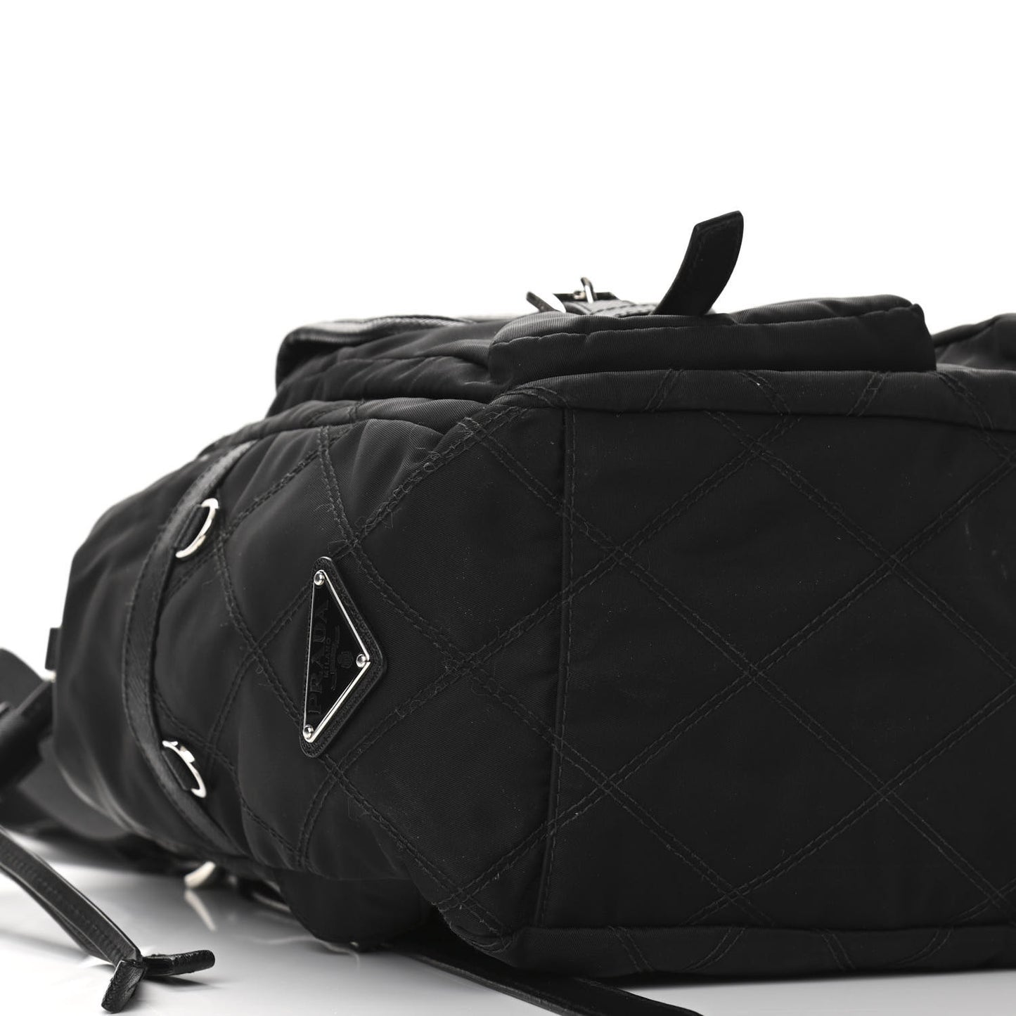 Tessuto Nylon Saffiano Vela Quilted Backpack Black