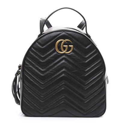 Gucci Calfskin Matelasse GG Marmont Dome Backpack Black 1 of 10