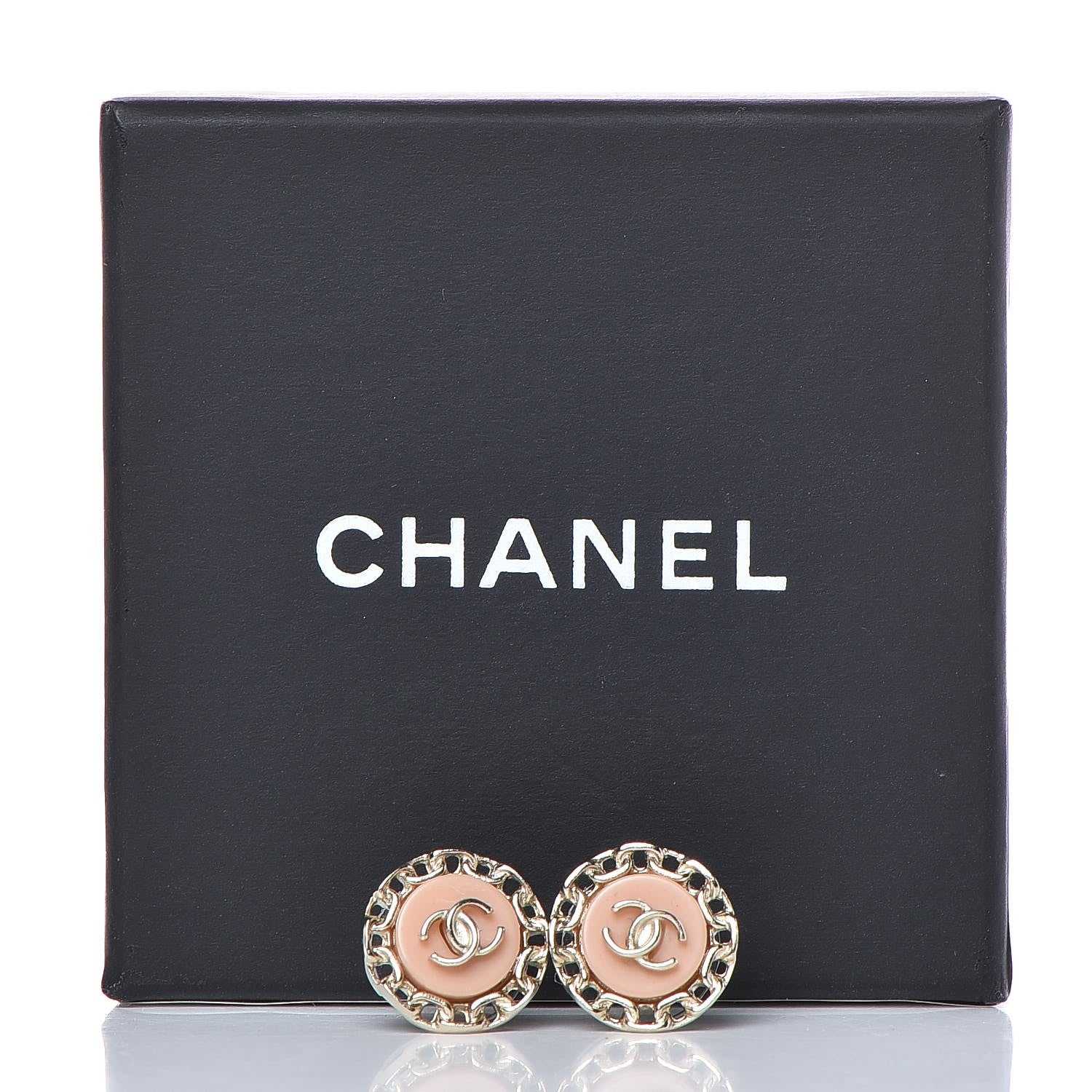 Chanel Resin CC Earrings Pink Gold 5 of 5