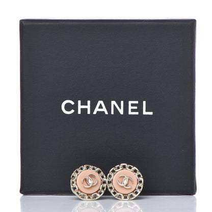 Chanel Resin CC Earrings Pink Gold 5 of 5