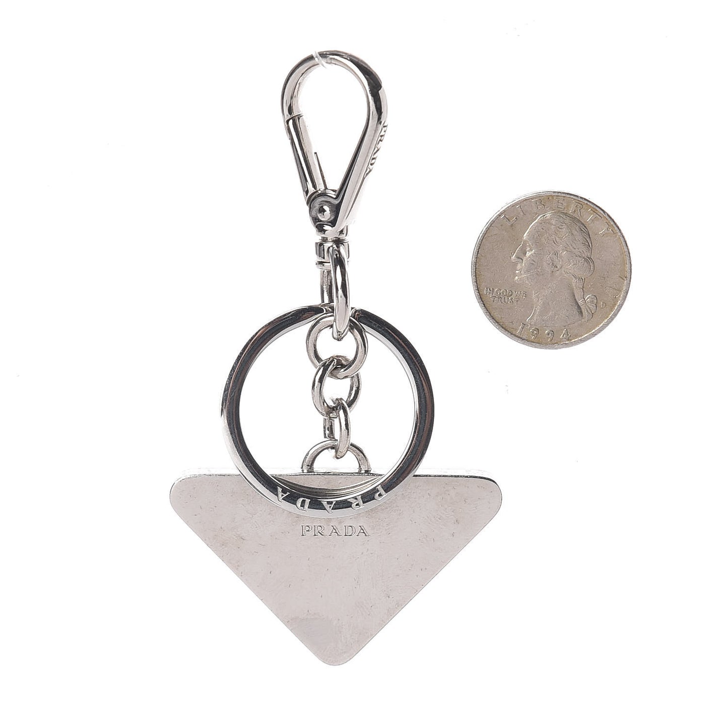 Saffiano Triangle Logo Keychain Charm Blue