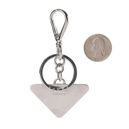 Prada Saffiano Triangle Logo Keychain Charm Blue 2 of 2