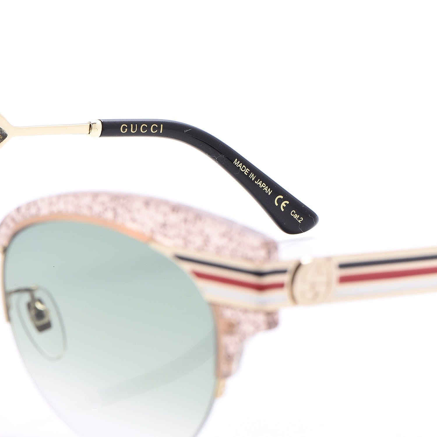 Gucci Glitter Cat Eye Sunglasses GG0283S Beige 6 of 8