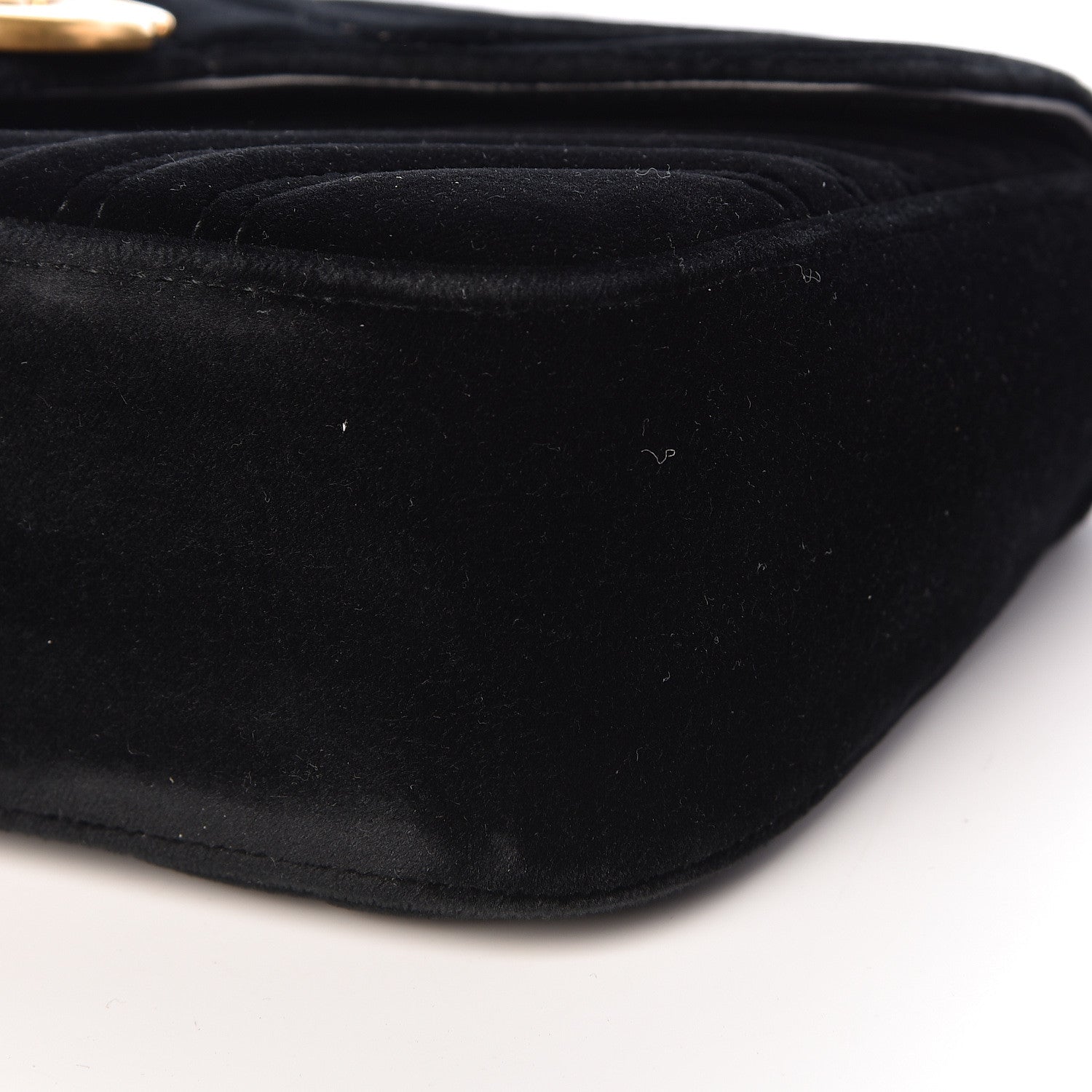 Gucci Velvet Matelasse Small GG Marmont Shoulder Bag Black 10 of 11