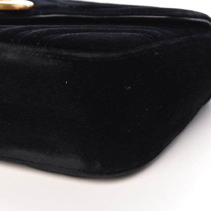 Gucci Velvet Matelasse Small GG Marmont Shoulder Bag Black 10 of 11