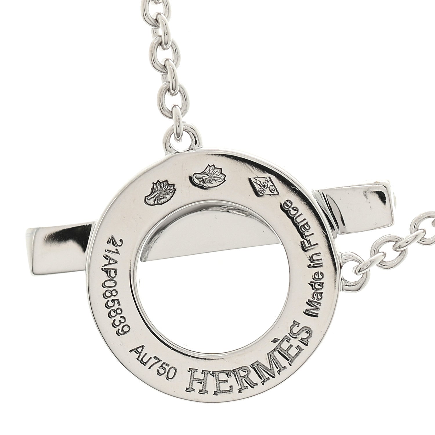 Hermes 18K White Gold Diamond Finesse Pendant Necklace 4 of 5