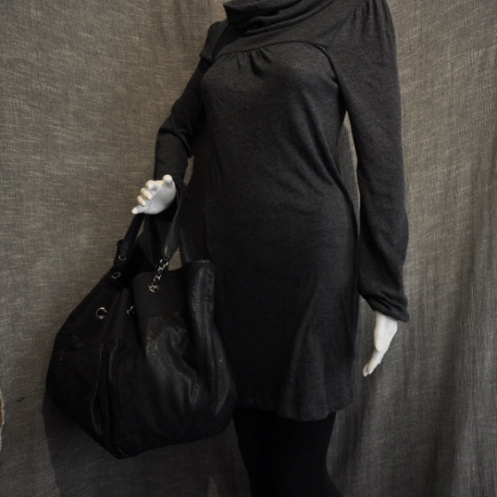 Leather Stretch Spirit Large Cabas Tote Black
