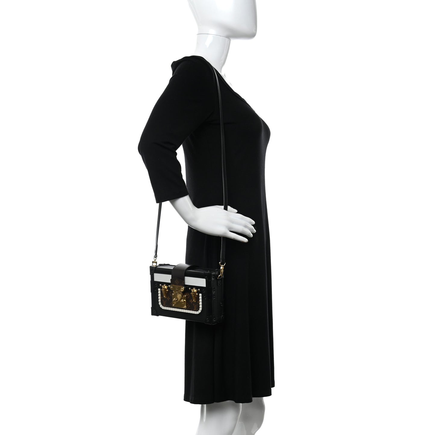 Monogram Calfskin Petite Malle Black White