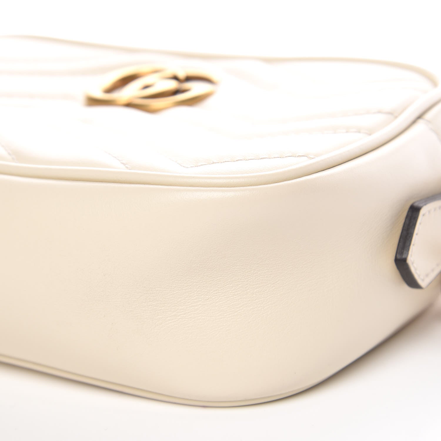 Gucci Calfskin Matelasse Mini GG Marmont Chain Shoulder Bag White 9 of 11