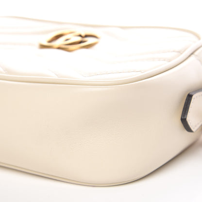 Gucci Calfskin Matelasse Mini GG Marmont Chain Shoulder Bag White 9 of 11