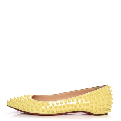 Christian Louboutin Patent Pigalle Spikes Flats 35.5 Lemon 1 of 12