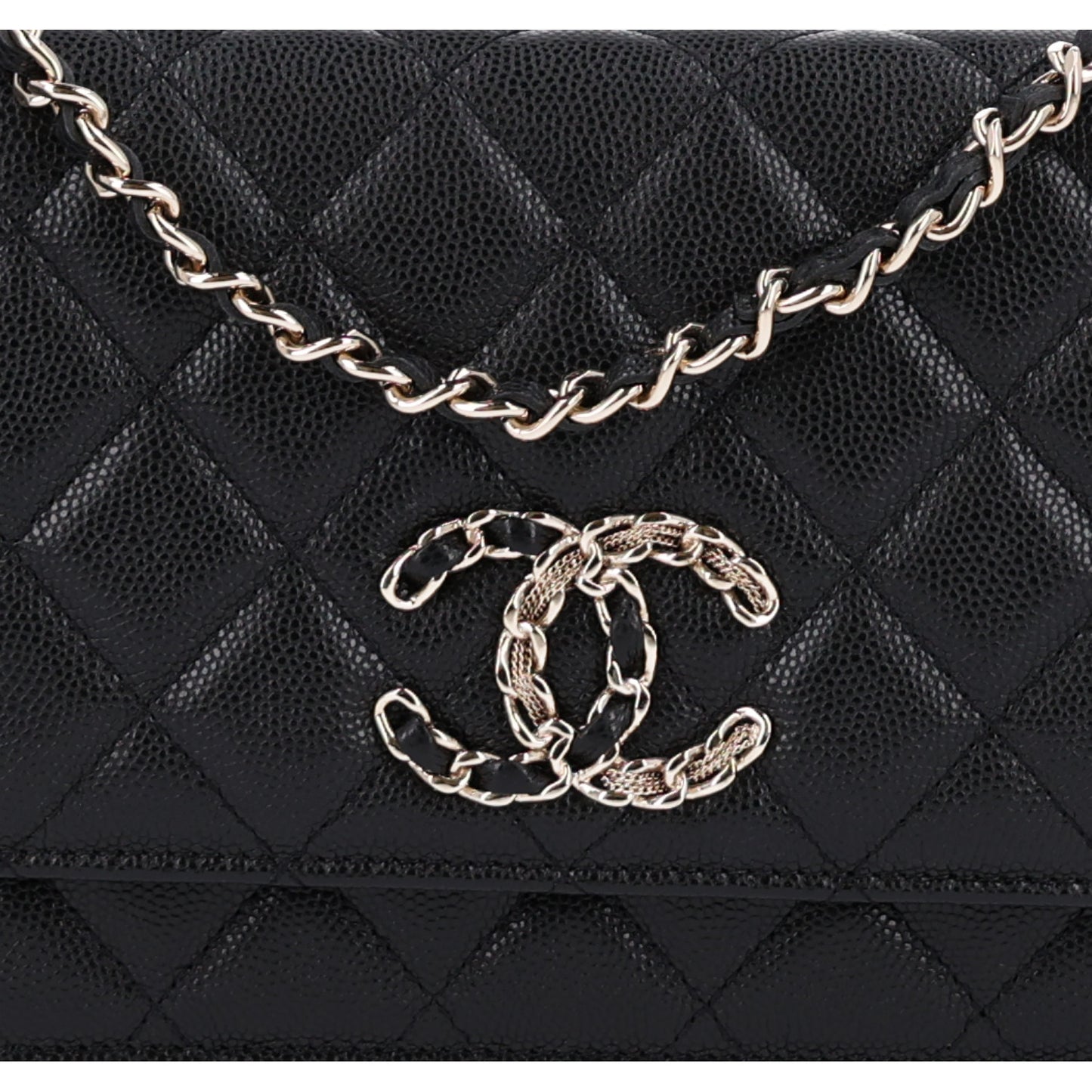 Caviar Quilted French New Wave Chain CC Wallet On Chain WOC Black