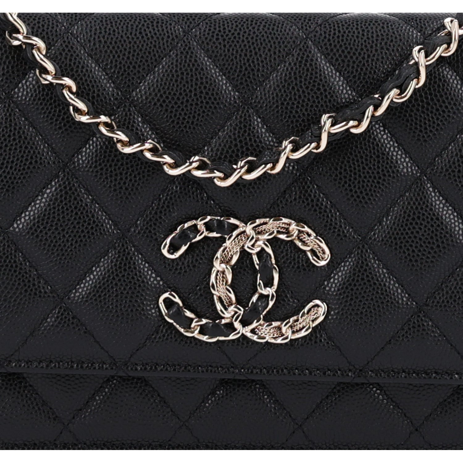 Chanel Caviar Quilted French New Wave Chain CC Wallet On Chain WOC Black 9 of 10
