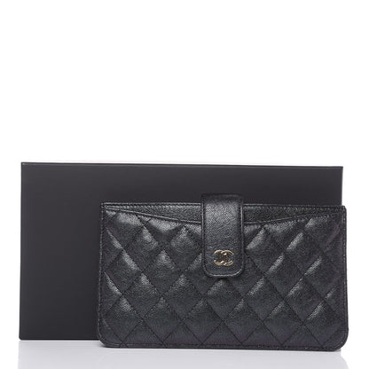 Chanel Iridescent Caviar Quilted Classic Strap Pouch Black 10 of 10
