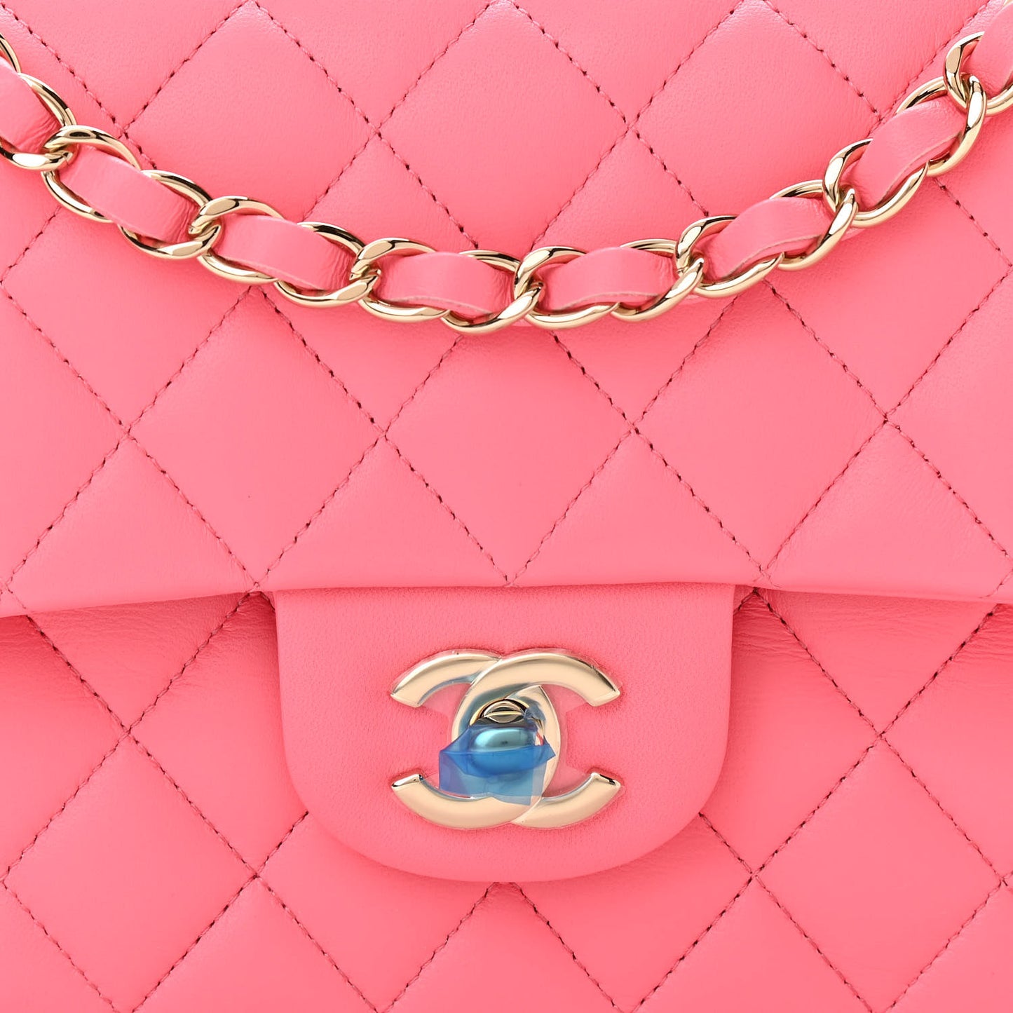Lambskin Quilted Medium Double Flap Pink