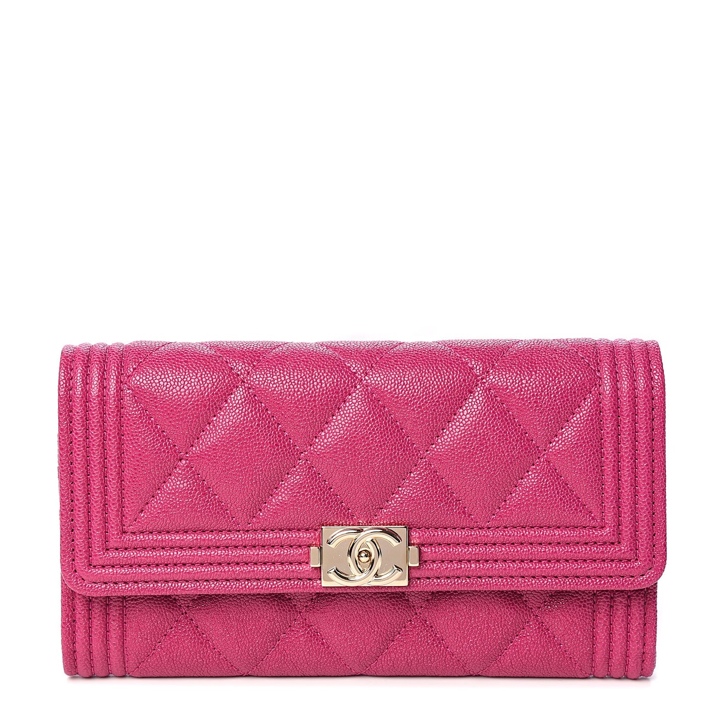 Caviar Quilted Medium Boy Flap Wallet Fuchsia