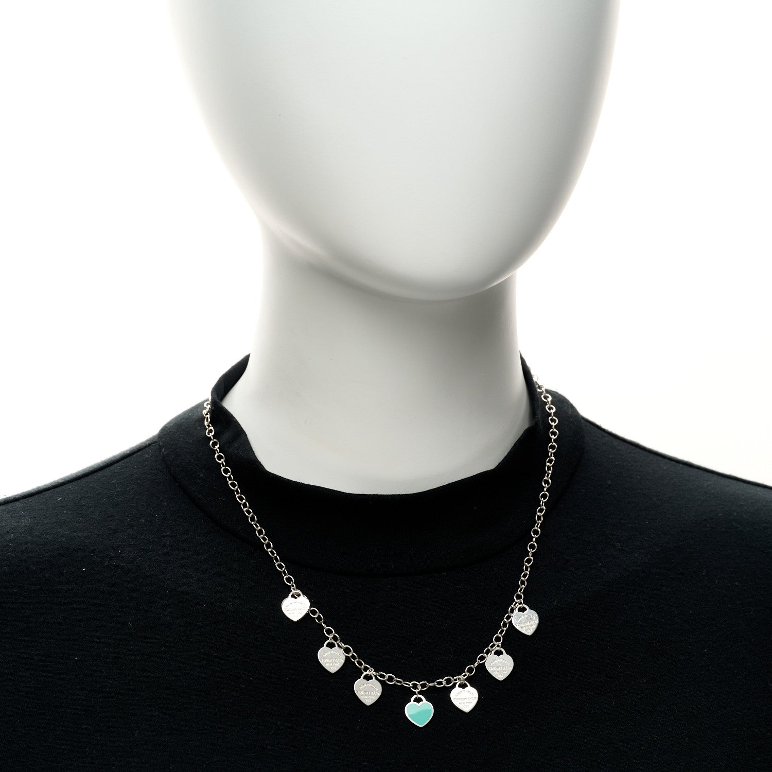 Tiffany Sterling Silver Enamel Return to Tiffany Multi Heart Charm Necklace Blue 2 of 5