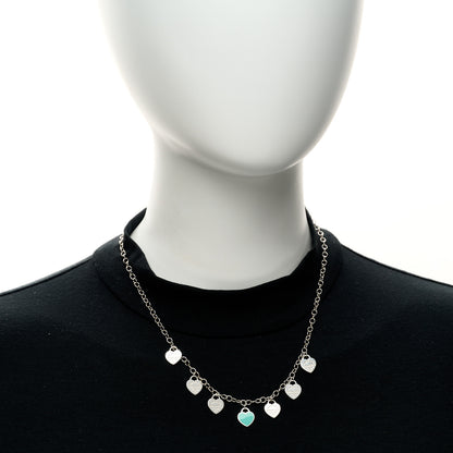 Tiffany Sterling Silver Enamel Return to Tiffany Multi Heart Charm Necklace Blue 2 of 5