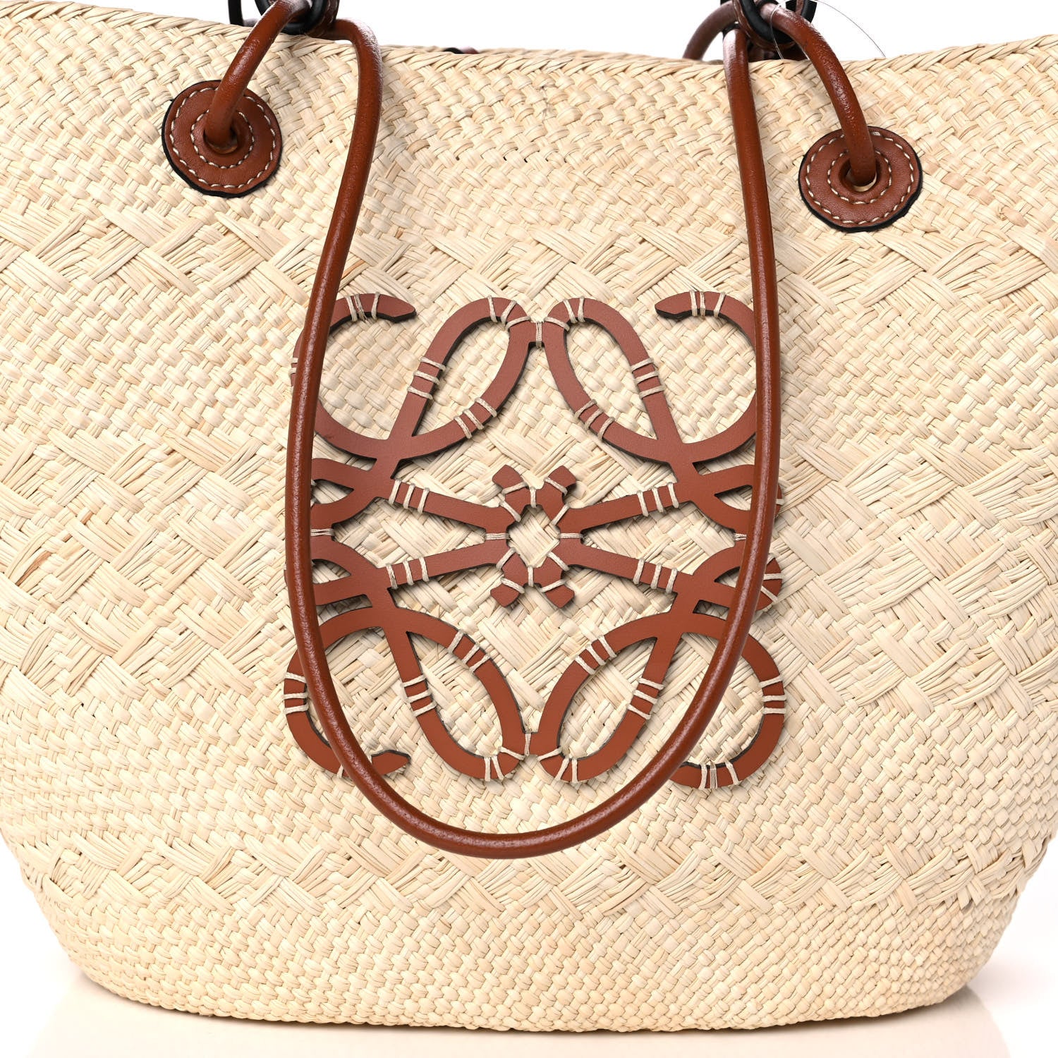 Loewe Iraca Palm Calfskin Anagram Basket Bag Natural Tan 6 of 11