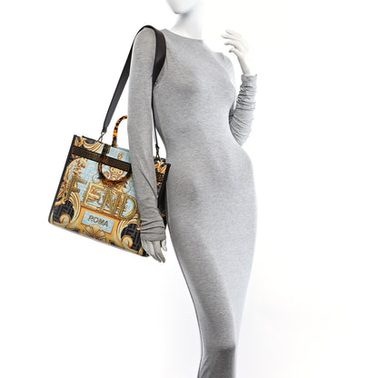 Fendi X VERSACE Calfskin Plexiglass Fendace FF Baroque Print Medium Fendi Sunshine Shopper Tote Gold Multicolor 2 of 10