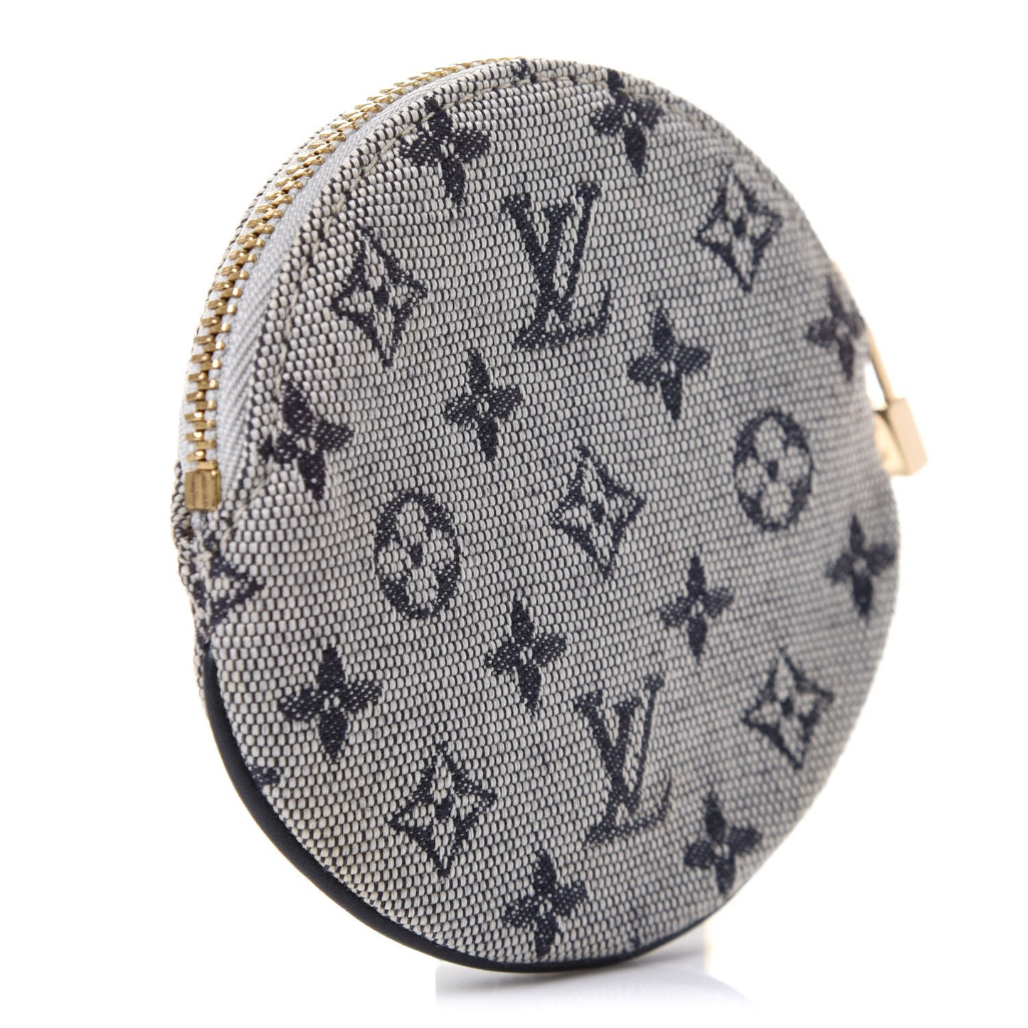Mini Lin Croisette Round Coin Purse Blue