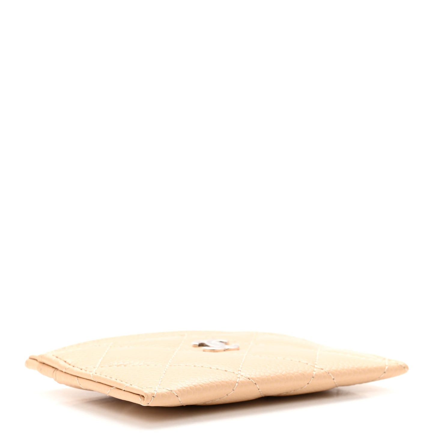 Caviar Quilted Card Holder Beige