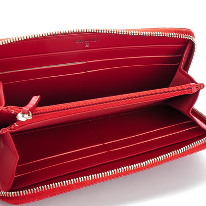 Chanel Caviar Quilted Large Gusset Zip Around Wallet Red 5 of 8