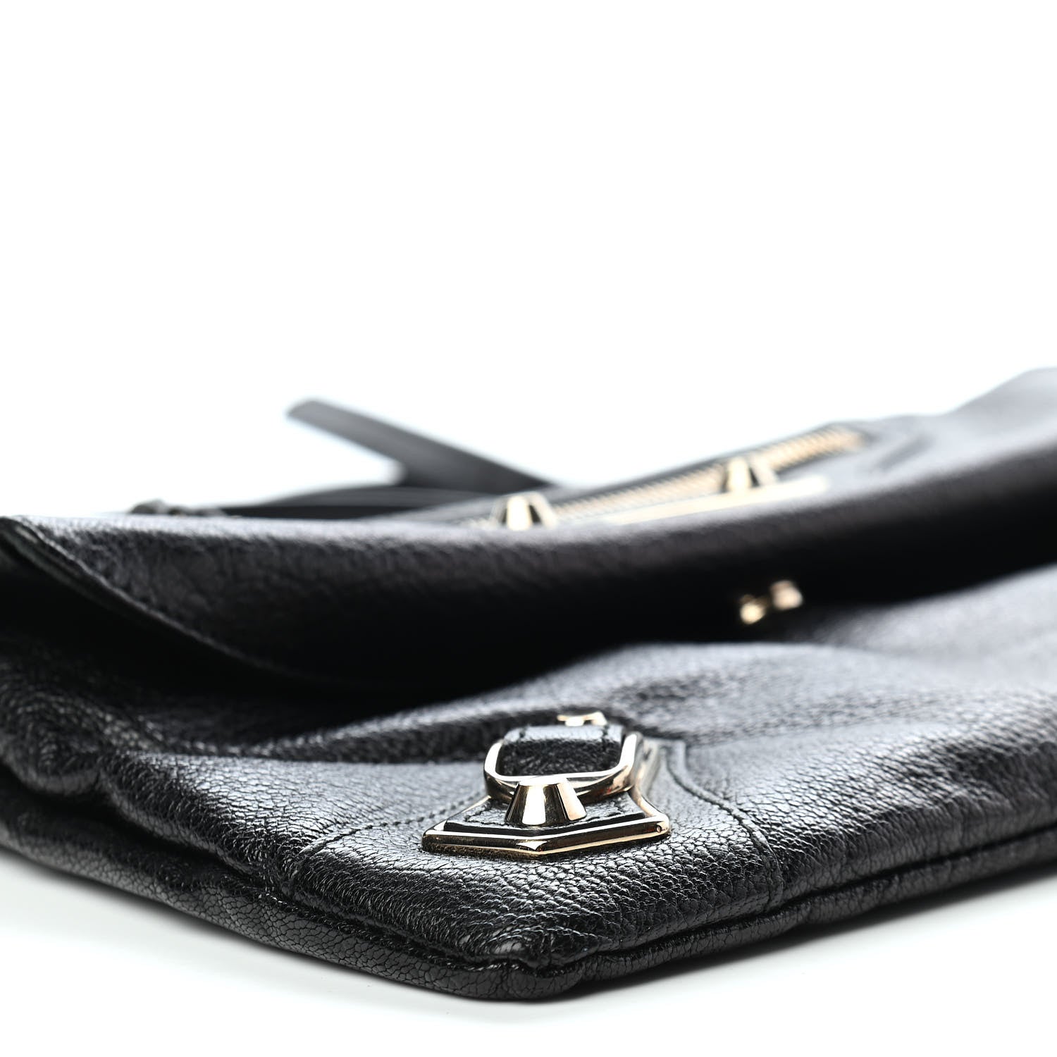 Balenciaga Chevre Gold Metallic Edge Hardware Envelope Clutch Black 8 of 10