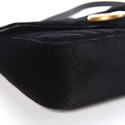Gucci Velvet Matelasse Small GG Marmont Shoulder Bag Black 9 of 12