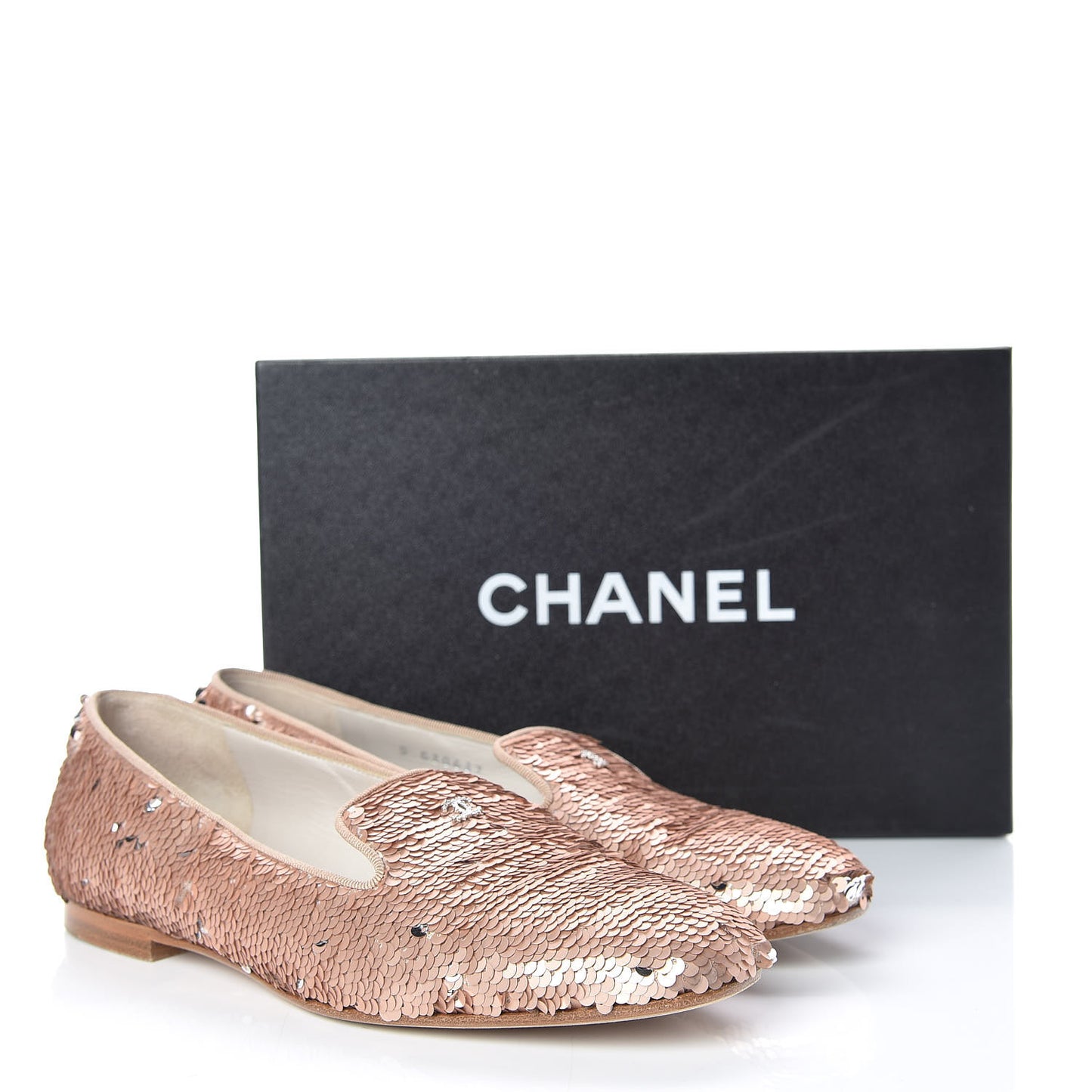 Sequin CC Moccasin Loafers 39 Pink