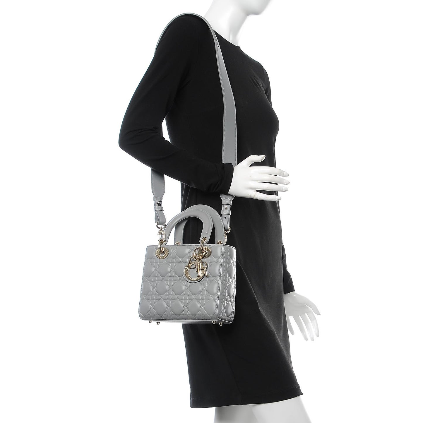 Lambskin Cannage Small My Lady Dior Gris