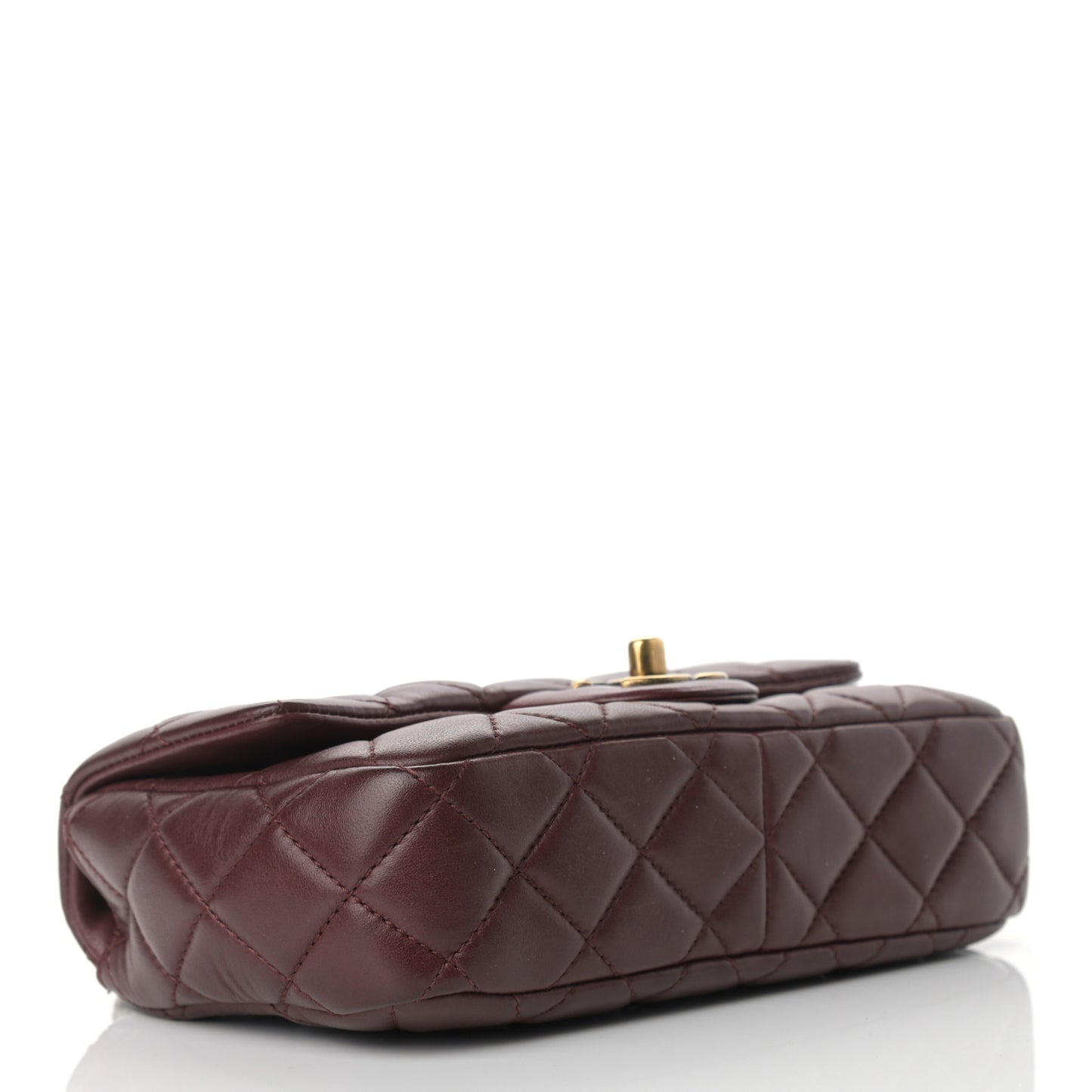 Lambskin Quilted Meat Packaged Mini Rectangular Flap Burgundy