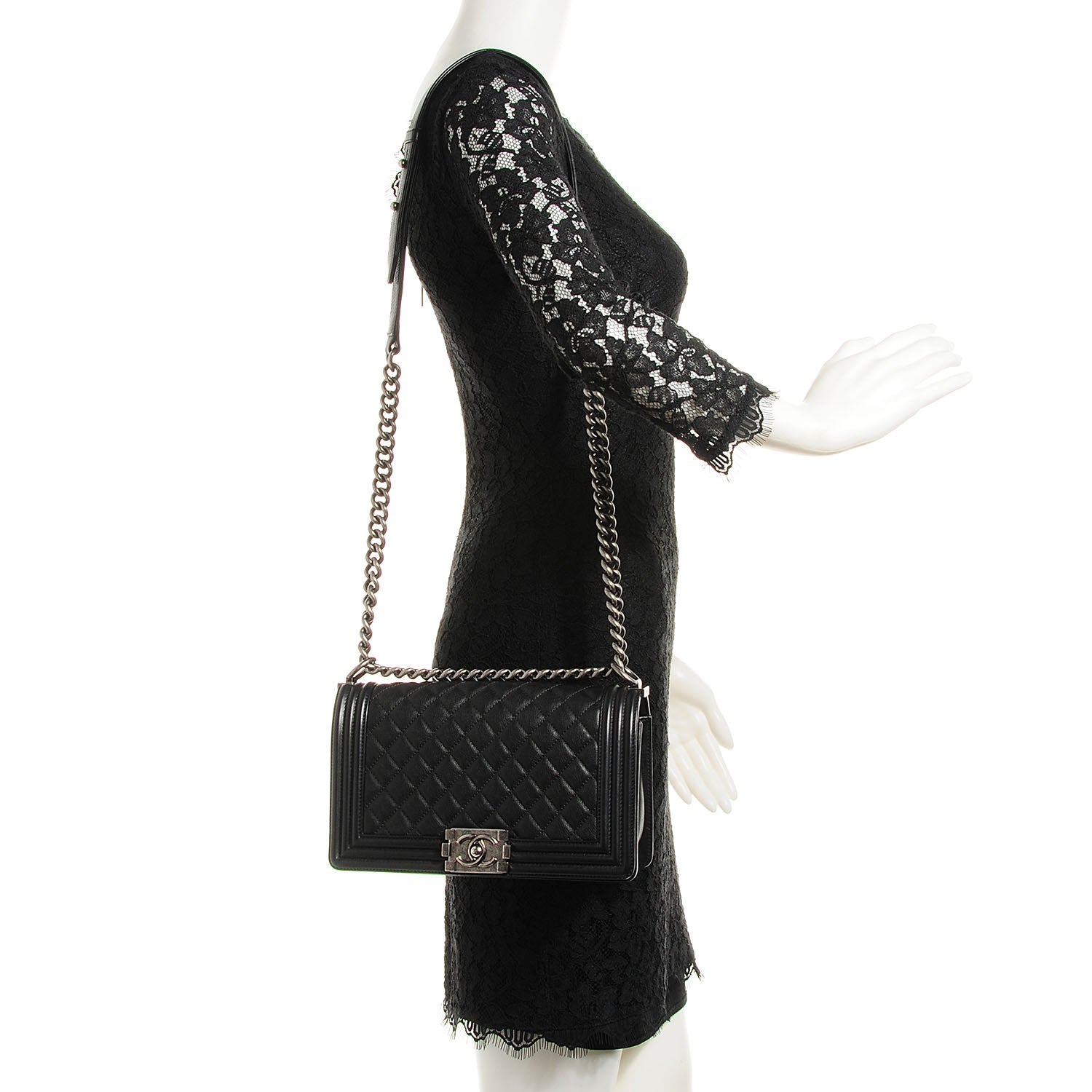 Chanel Calfskin Quilted Medium Boy Flap Black 2 of 7