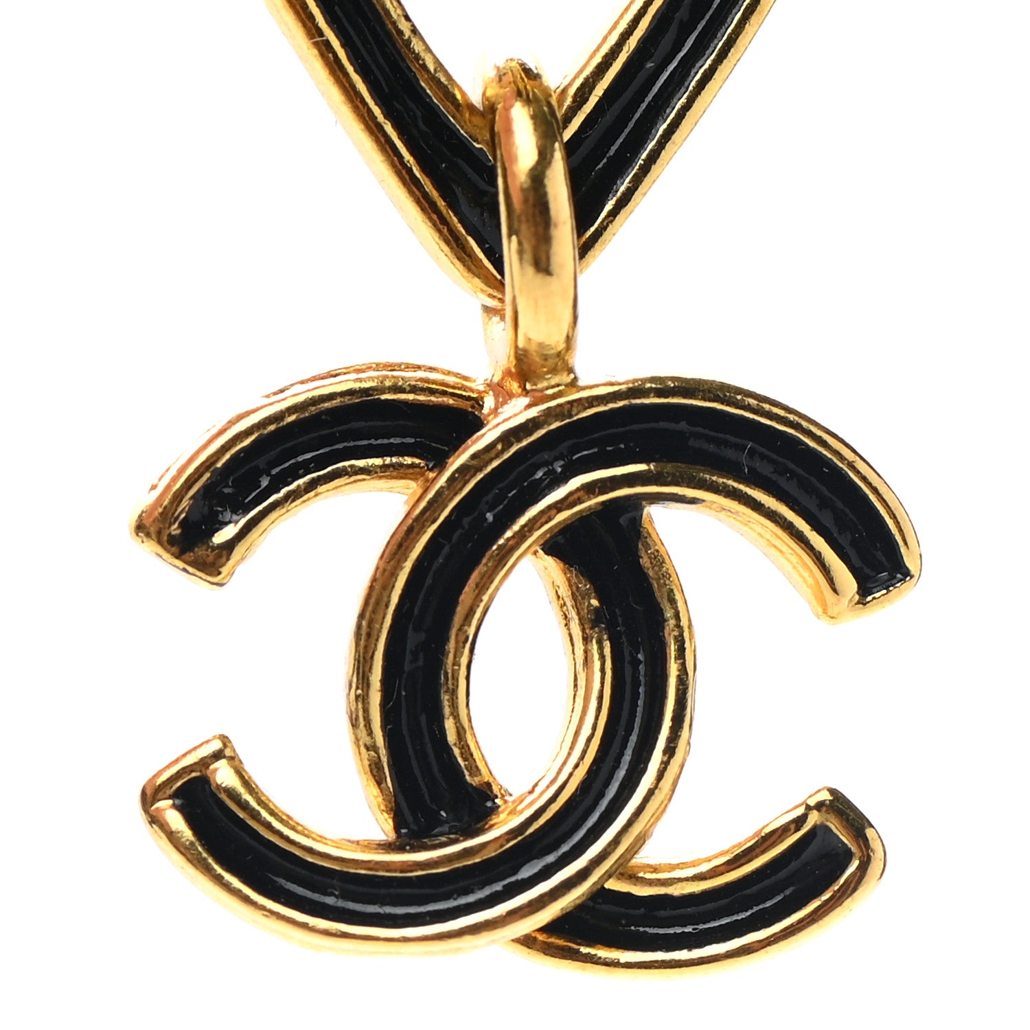 Chanel Enamel CC Drop Clip On Earrings Black Gold 4 of 4