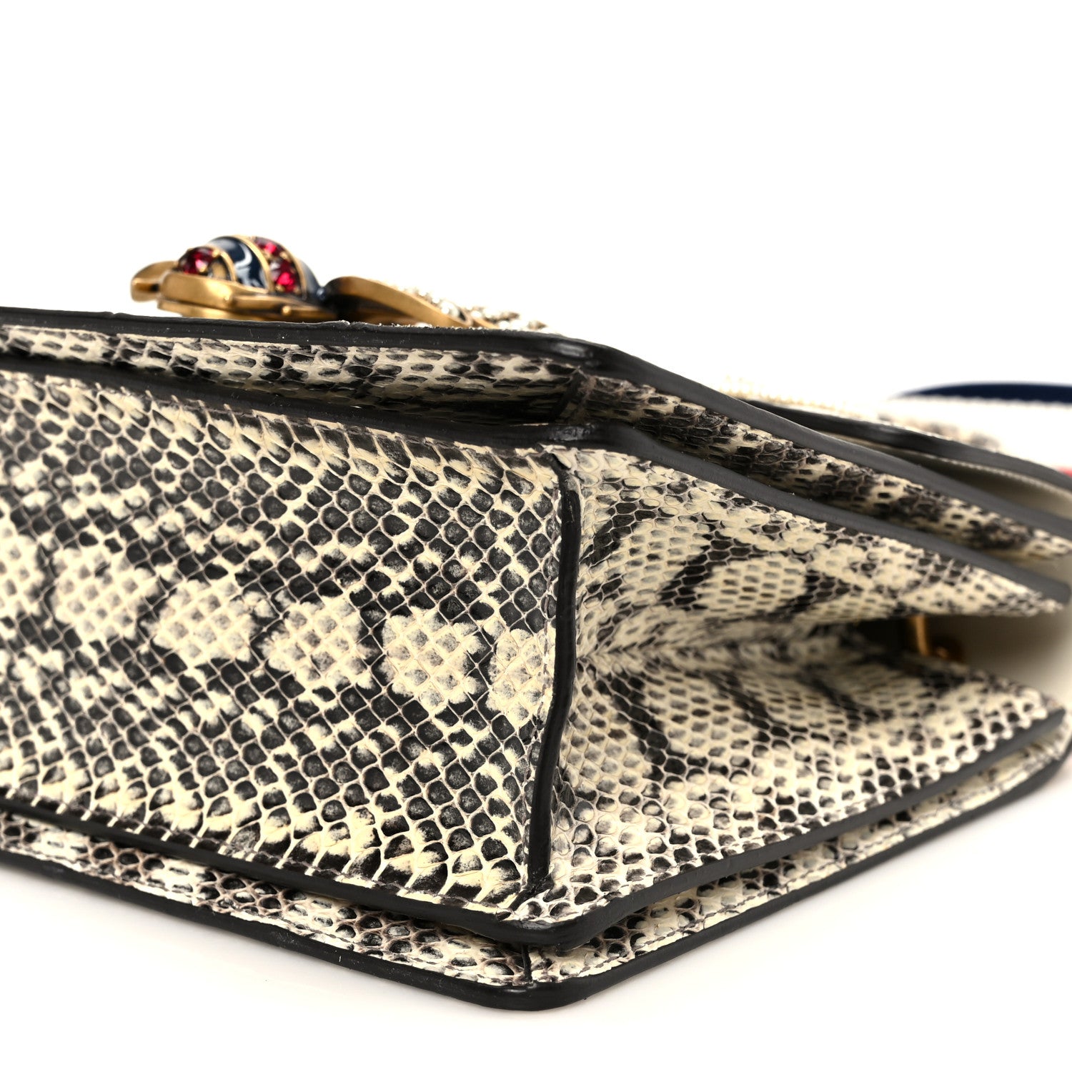Gucci Snakeskin Sylvie Web Small Queen Margaret Top Handle Bag Roccia Natural 11 of 11