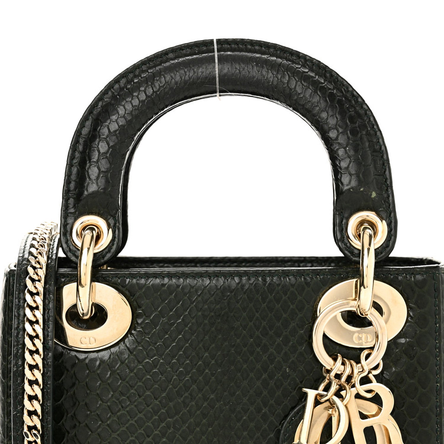 Christian Dior Shiny Snakeskin Mini Lady Dior Emerald Green 10 of 17