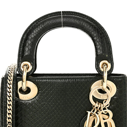 Christian Dior Shiny Snakeskin Mini Lady Dior Emerald Green 10 of 17