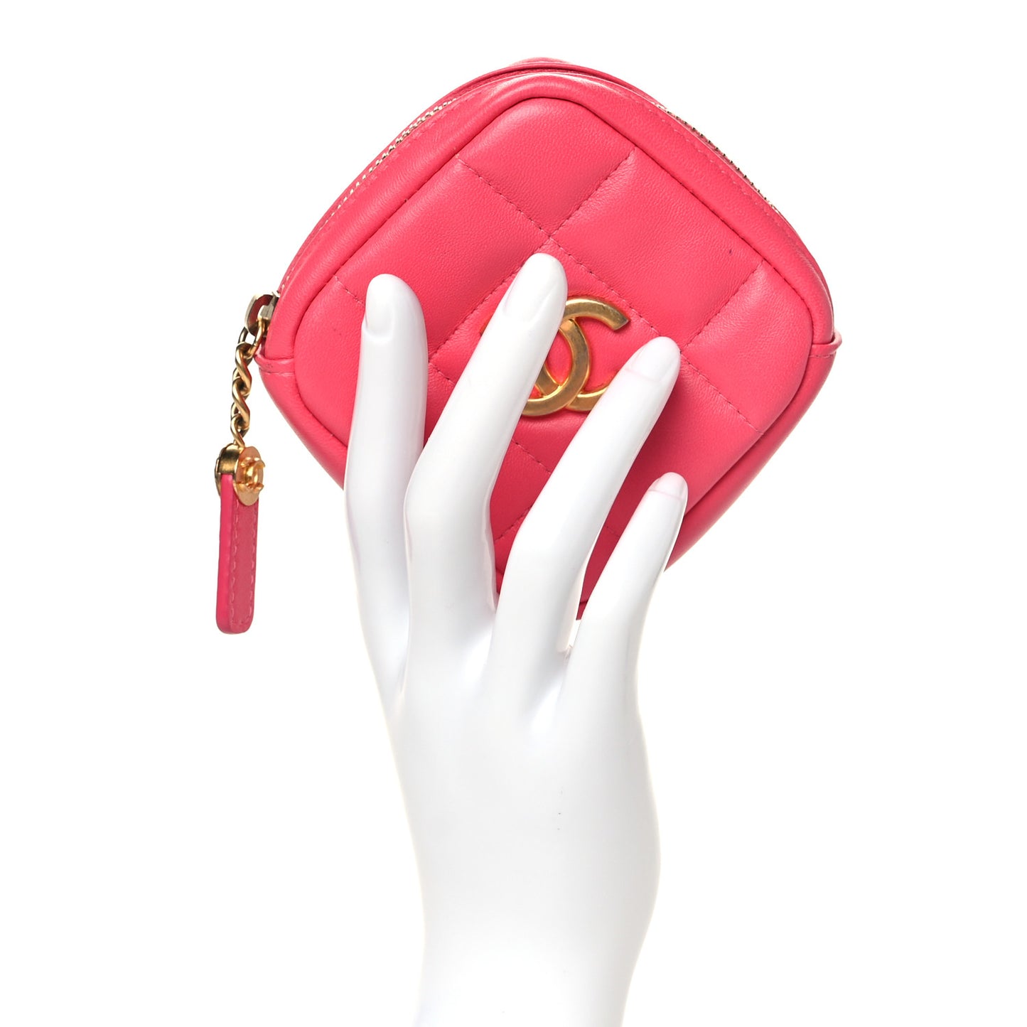 Lambskin Quilted Diamond Coin Purse Pink