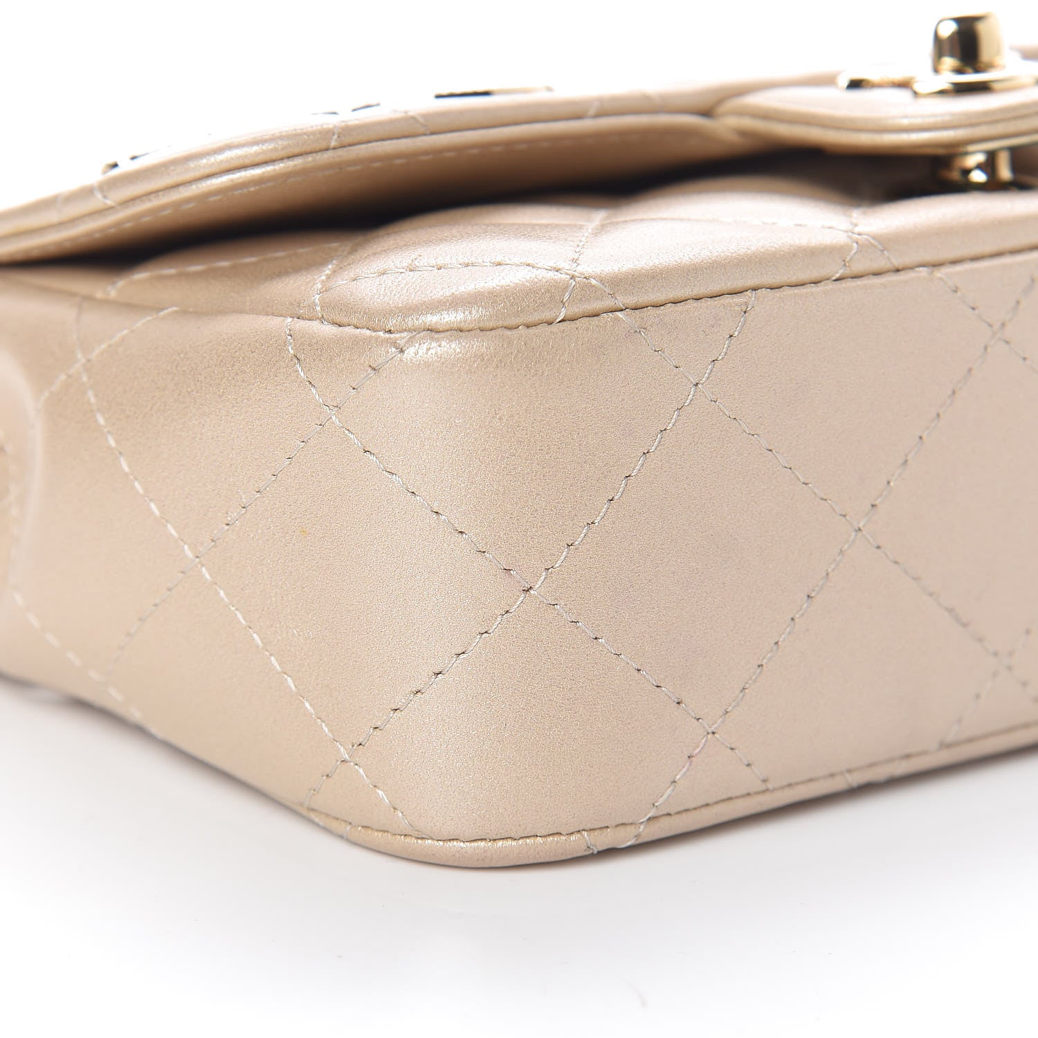 Chanel Metallic Lambskin Quilted Extra Mini V For Victory Flap Light Gold 9 of 11
