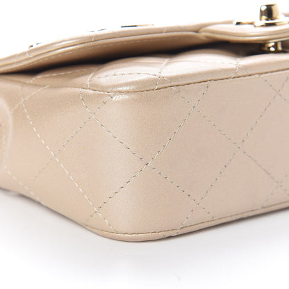 Chanel Metallic Lambskin Quilted Extra Mini V For Victory Flap Light Gold 9 of 11