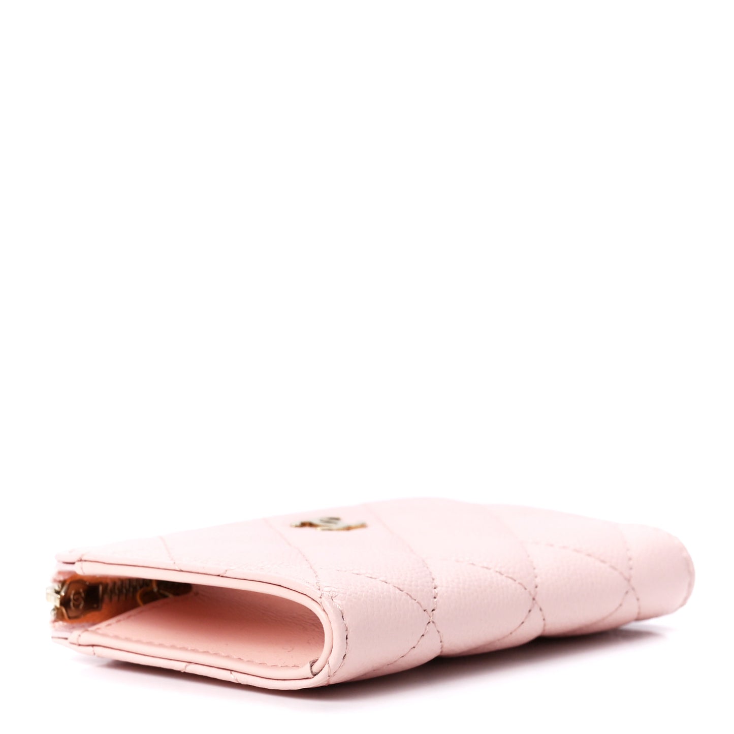 Caviar Quilted Zipped Key Holder Case Light Pink