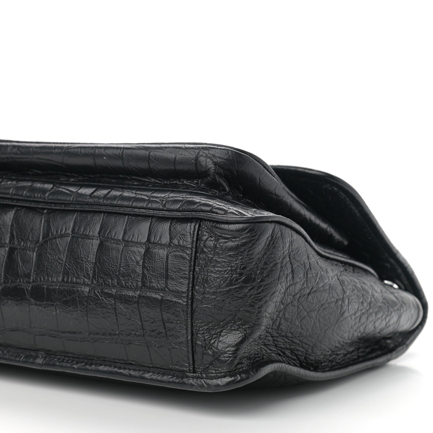 Saint Laurent Crocodile Embossed Lambskin Monogram Medium Niki Chain Satchel Black 11 of 11
