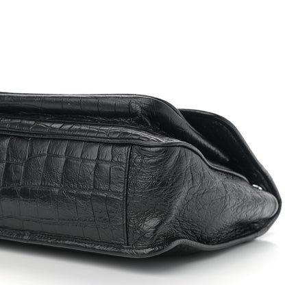 Saint Laurent Crocodile Embossed Lambskin Monogram Medium Niki Chain Satchel Black 11 of 11