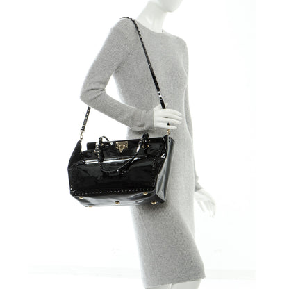 Valentino Garavani Patent Medium Rockstud Tote Black 3 of 5
