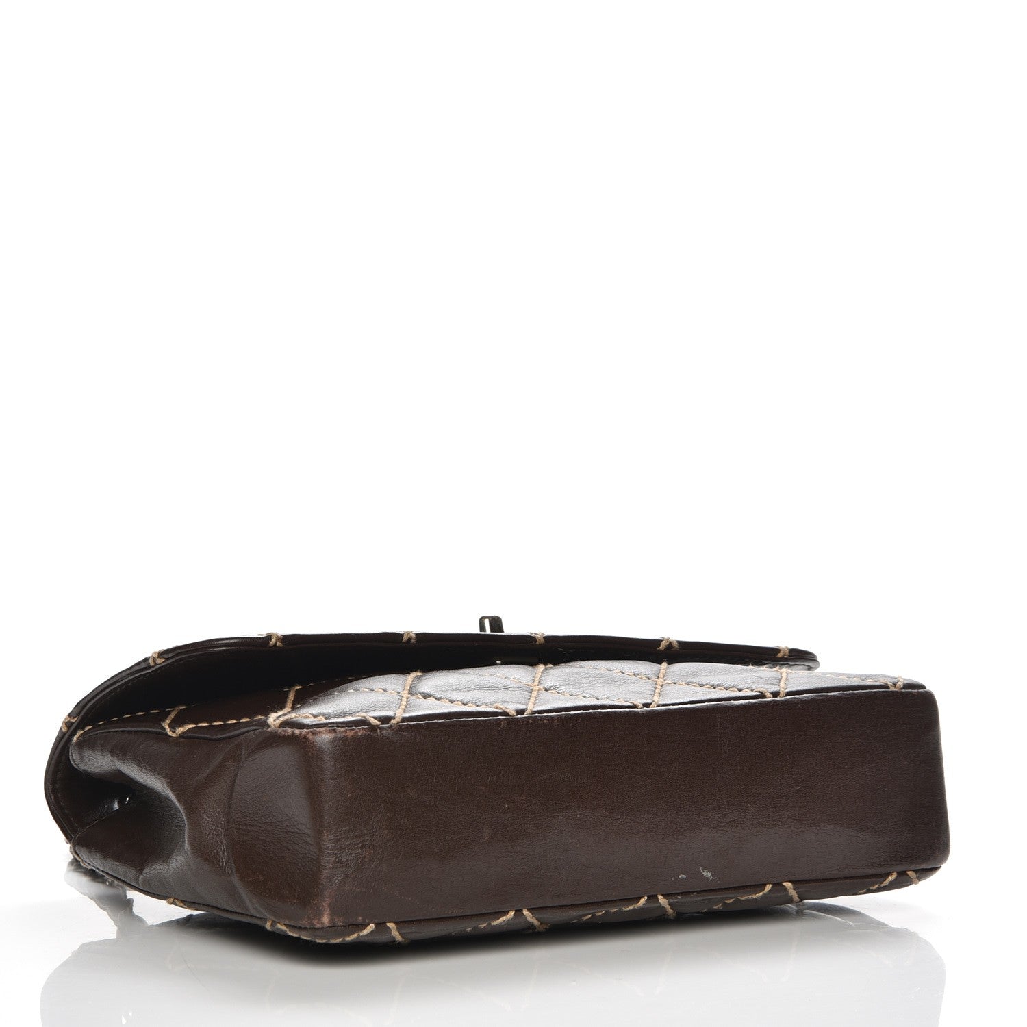 Chanel Calfskin Quilted Wild Stitch Medium Flap Brown 4 of 9