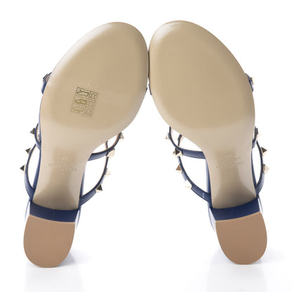 Valentino Garavani Calfskin Rockstud 60mm Caged Slide Sandals 36 Light Ocean 6 of 12