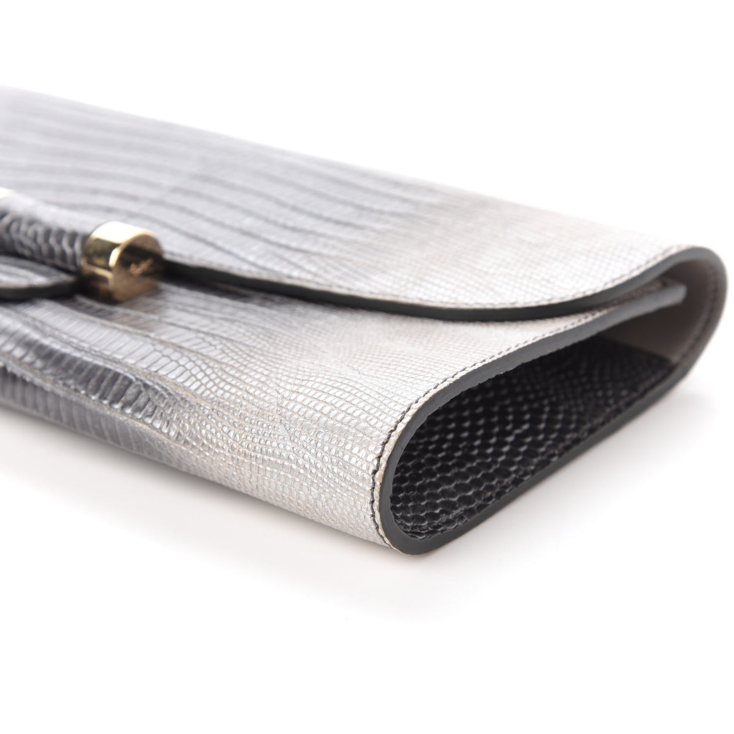Ombre Lizard Muse Clutch Silver